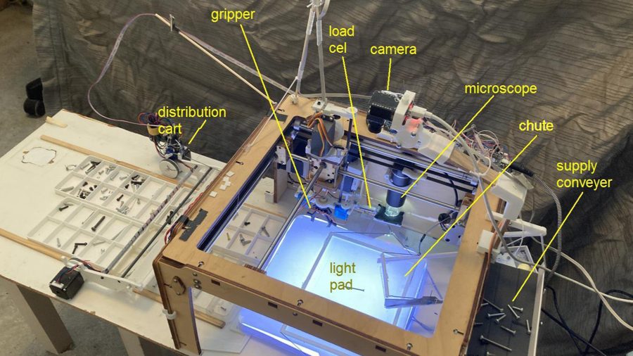 Bolt and Screw Sorter Built From Recycled 3D Printer Identifies Parts With Camera and Scale
