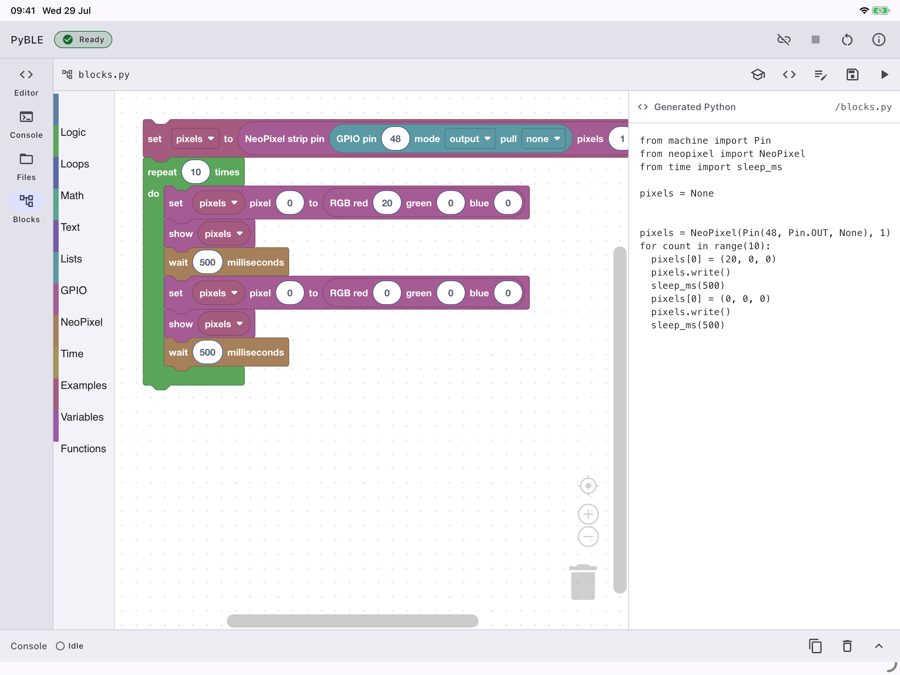 PyBLE: free IDE for MicroPython on iPad and Android tablets — coding ESP32 over Bluetooth PyBLE: free IDE for MicroPython on iPad and Android tablets — coding ESP32 over Bluetooth