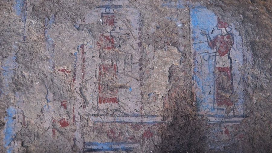 Urartian mural found at Erebuni fortress with colors intact after 2,600 years