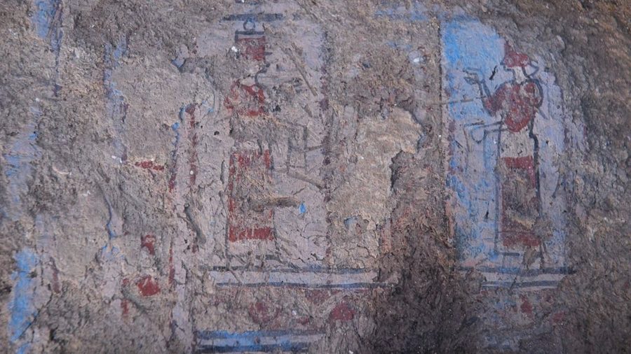 Urartian mural found at Erebuni fortress with colors intact after 2,600 years